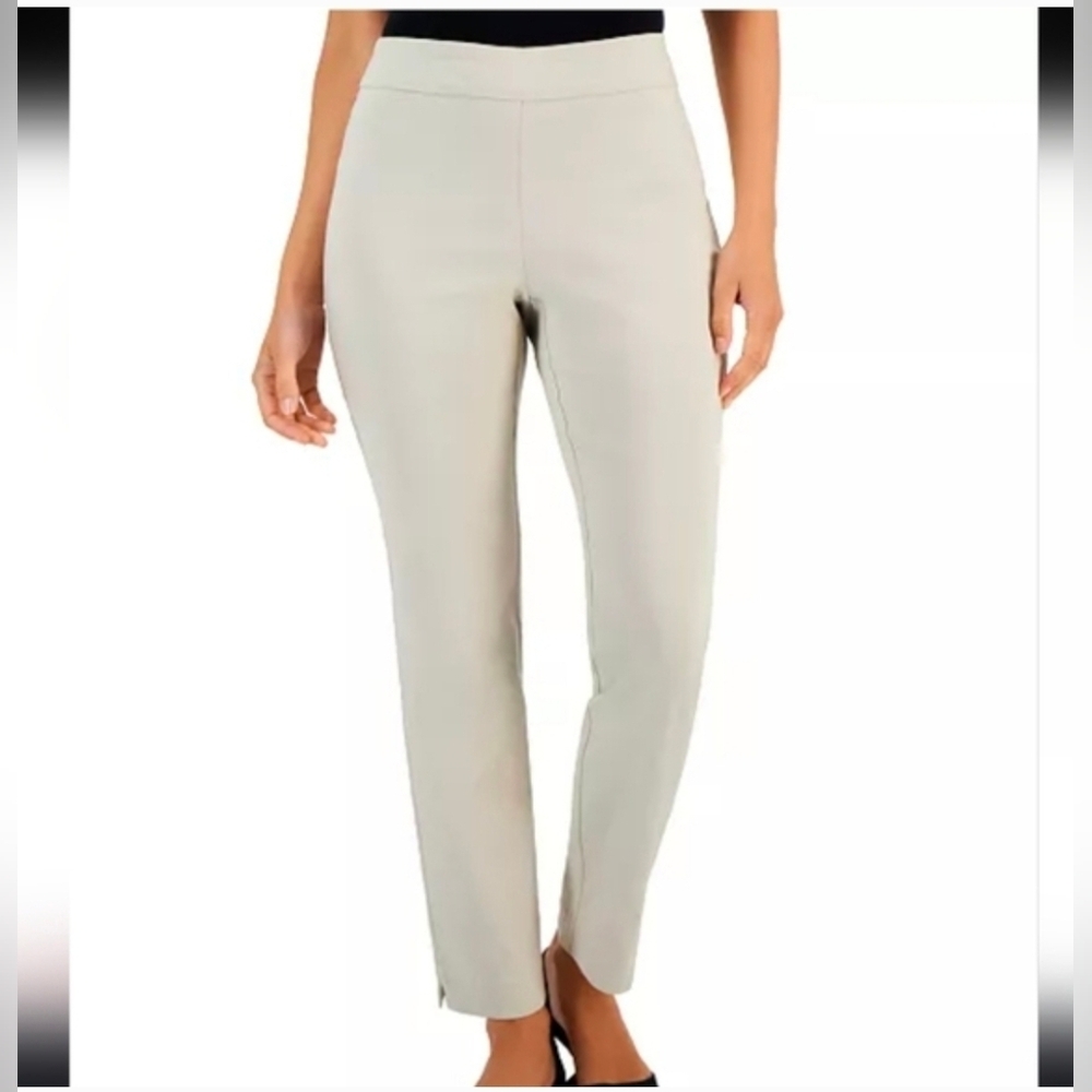 JM Collection Straight-Leg Ankle Pants in Light Beige
